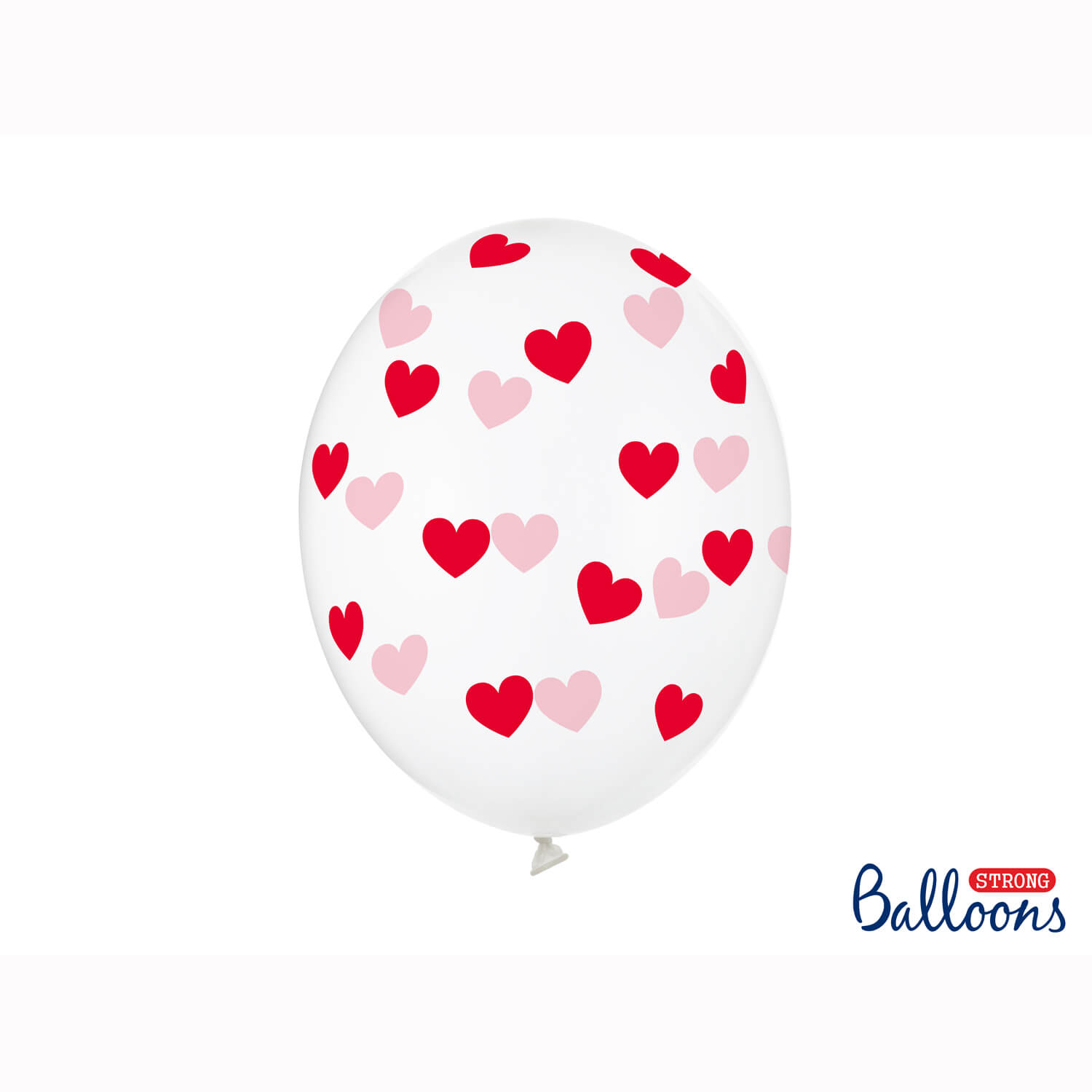 Luftballons transparent mit roten Herzen