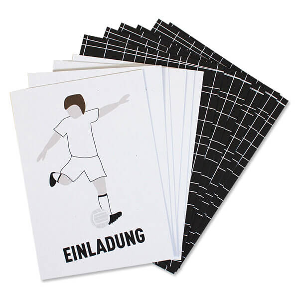 Einladungskarten Fußball mit Umschlag, 6 Stück