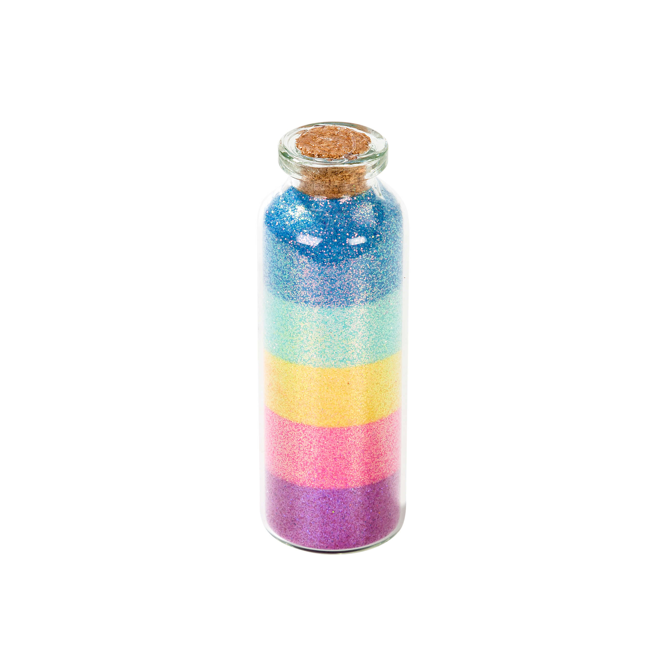 Einhorn Glitzer in Regenbogen-Farben im Glas