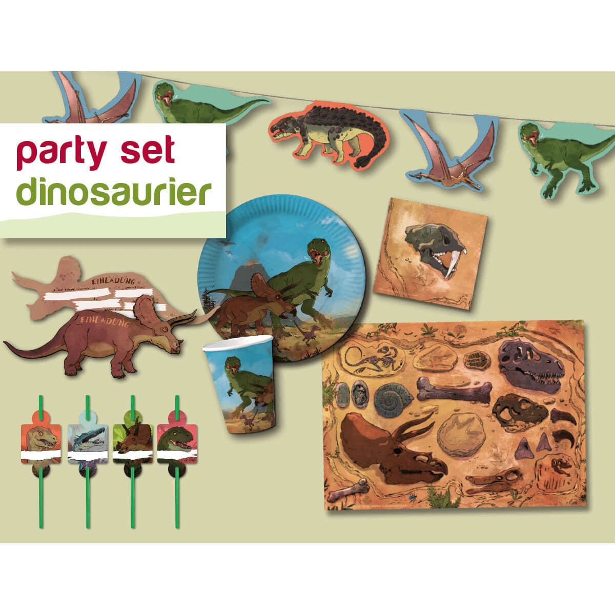 Partyset Dinosaurier 61-tlg