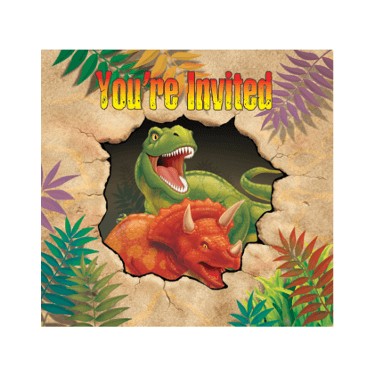 Einladungskarten Dino mit Umschlag , 8 Stück
