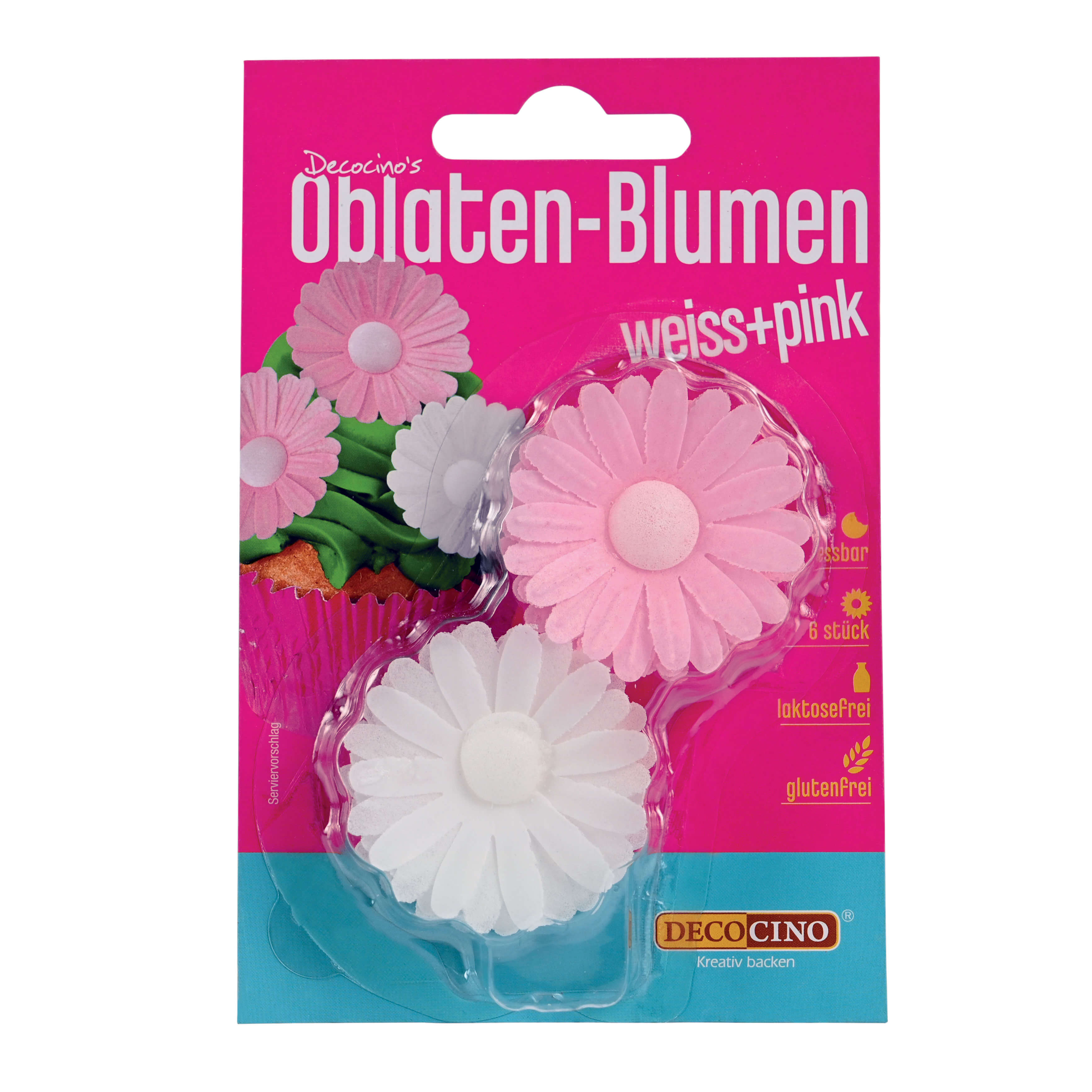 Oblaten-Blumen Weiß & Pink
