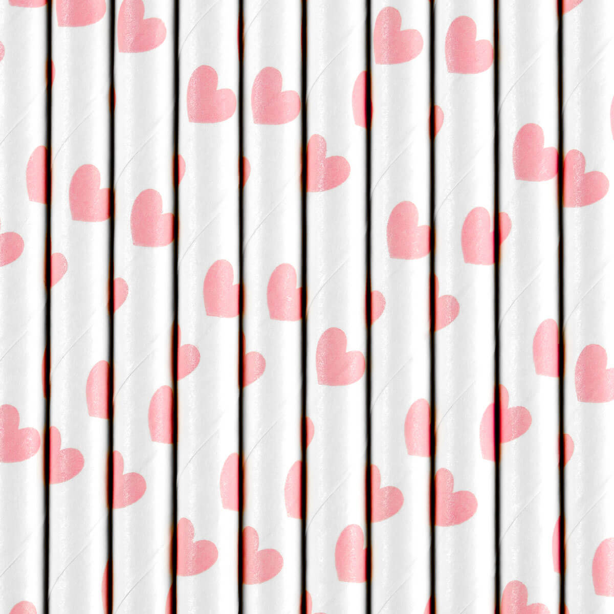 Strohhalme aus Papier weiß mit rosa Herzen