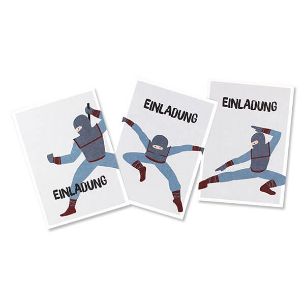 Einladungskarten Ninja mit Umschlag, 6 Stück