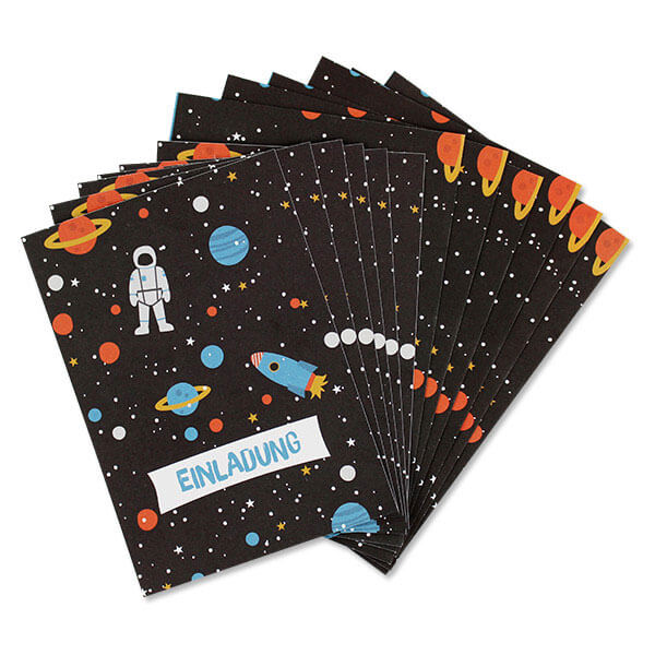 Einladungskarten Space mit Umschlag, 6 Stück