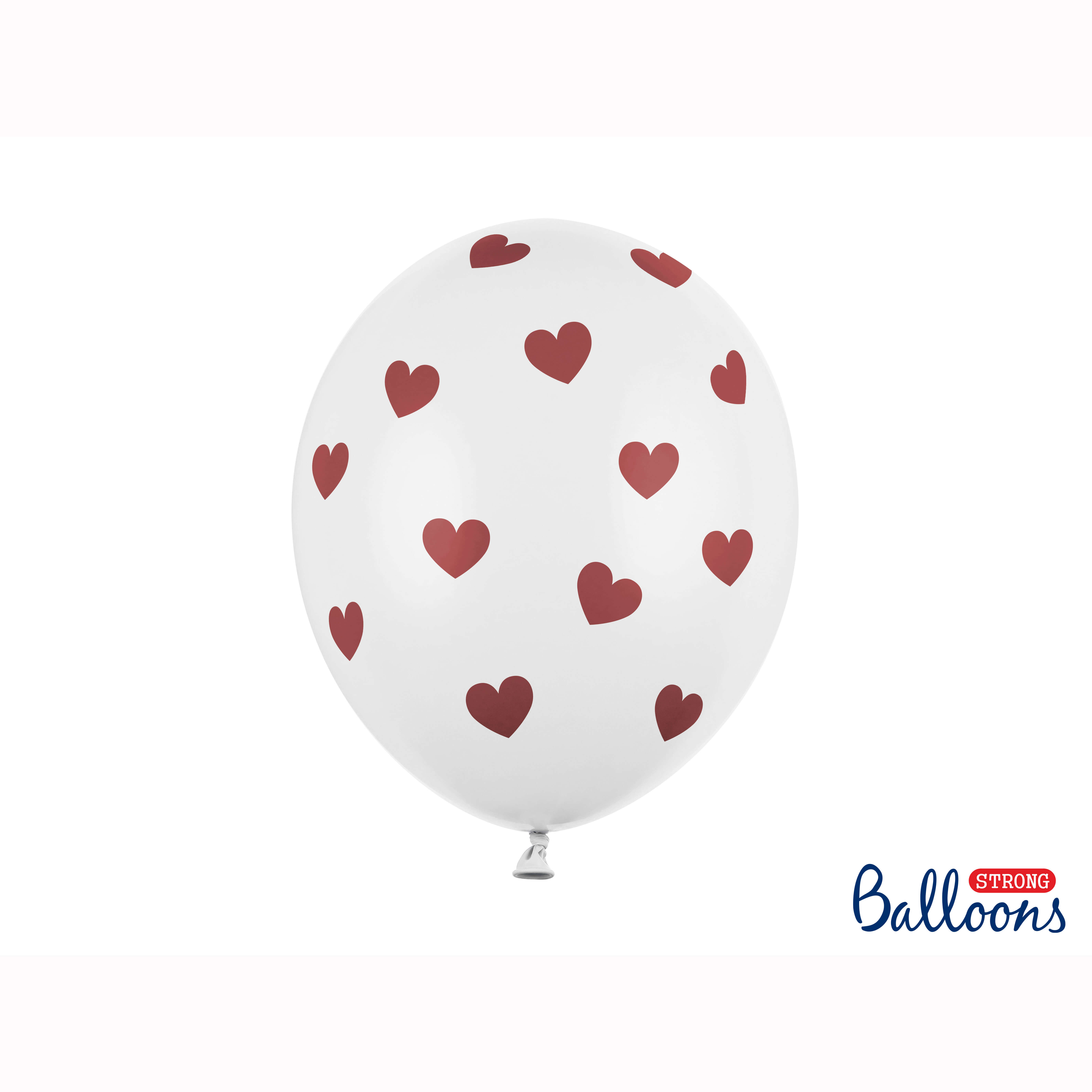 Luftballons Herzen weiß/rot, 6 Stück
