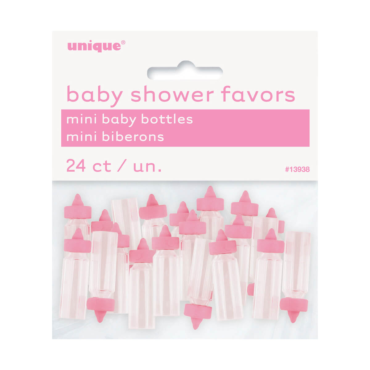 Deko Babyflaschen Mini rosa, 24 Stück