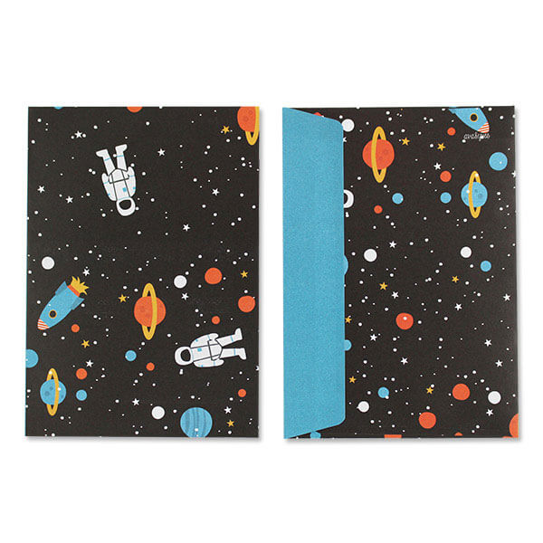 Einladungskarten Space mit Umschlag, 6 Stück