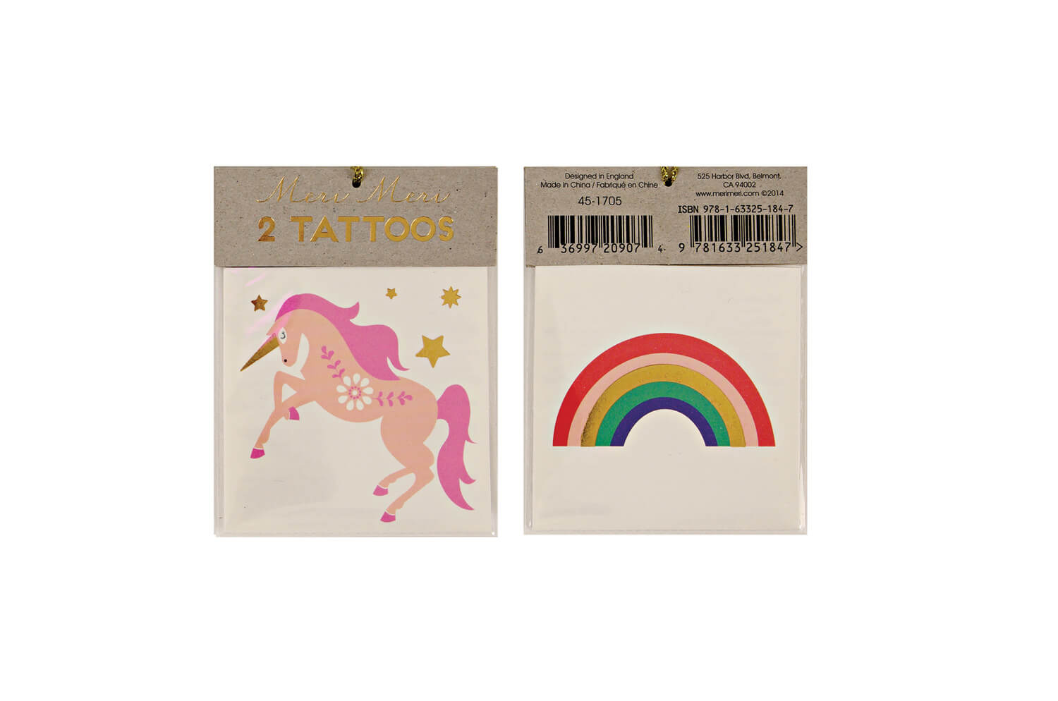 Tattoo-Set Einhorn und Regenbogen, 2tlg