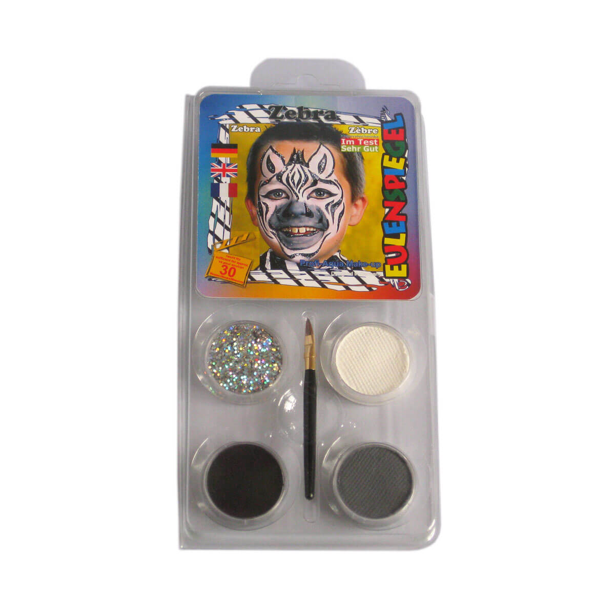 Aqua-Schminkfarbe Motiv-Set Zebra, mit Pinsel und Anleitung